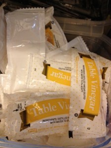 I use three vinegars to one packet of oil for my salads.