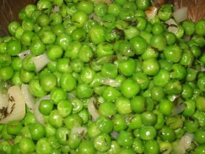 Peas and onions; mine looked a little better than these.