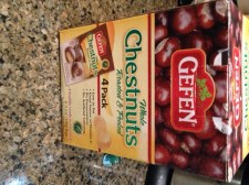 PRe-cooked, pre-peeled chestnuts, I found them at Costco but you can shop online for them as well.