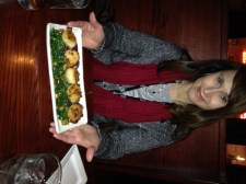 My beautiful wife Carolyn displays our scallops appetizer.
