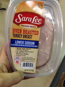 Sliced meats like this are a no-no on a low-salt diet. Even reduced salt varieties have more salt than you need at one meal.