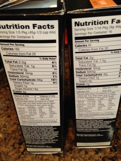 Nutrition info for the cake and frosting.