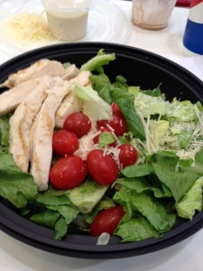 You're left with a relatively healthy salad with chicken.