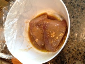 Marinate the tuna for from one to two hours.