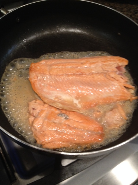 Then add lemon juice and poach a bit by covering the pan.