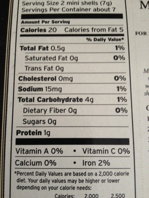 puff pastry cups nutrition information