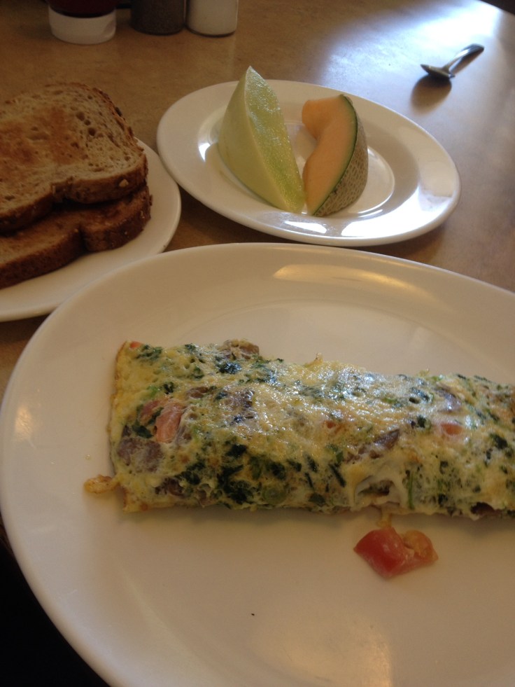 My Zebb's omelette came with whole wheat toast and fruit, a nice breakfast, or lunch.
