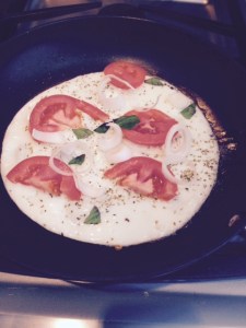 I added tomatoes, onion and basil.