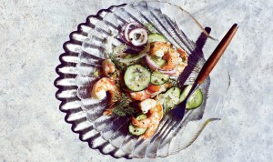 A wonderfully simple shrimp, fennel and cucumber salad