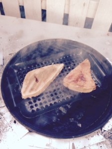 Grilling our swordfish steaks.
