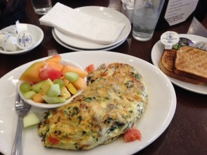 My Kappy's veggie omelette with fruit and whole wheat 
