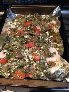 My Greek roasted tilapia ready to go in the oven.
