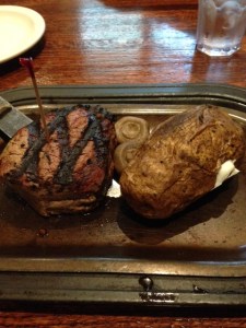 Jenny's junior filet and potato. Ask for no salt preparation.
