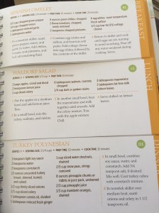 The handy recipe cards, arranged by meal.