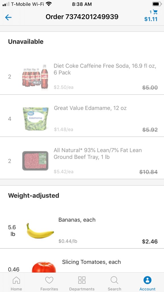 All these items I ordered from Walmart were unavailable by the time my order was delivered.